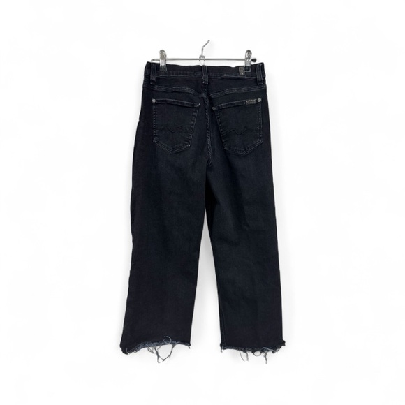 7 For All Mankind Women's Cropped Alexa Black Wide-Leg Jeans - Picture 3 of 9